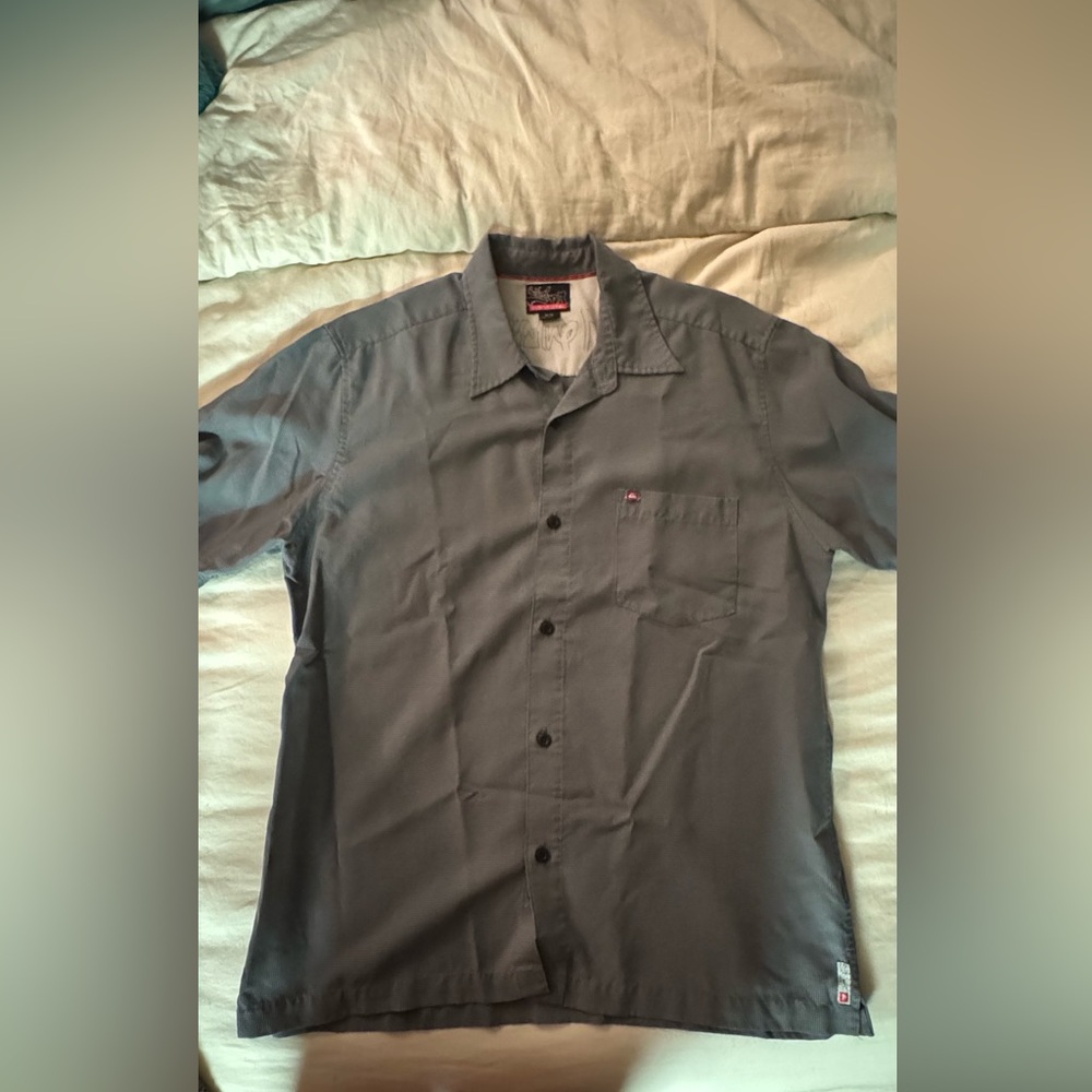 Quiksilver Men's Charcoal Casual Button-Down Shirt